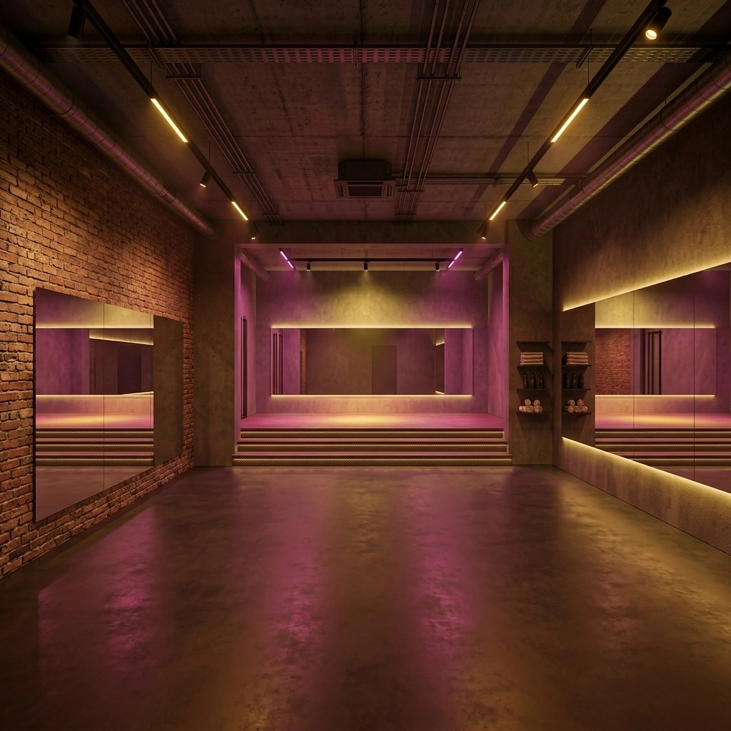 Design d'interni in stile Blacktec — fitness di GenRoom AI