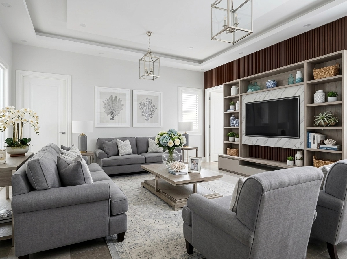 Interior design in Coastal / Hamptons style — Living Room by GenRoom AI