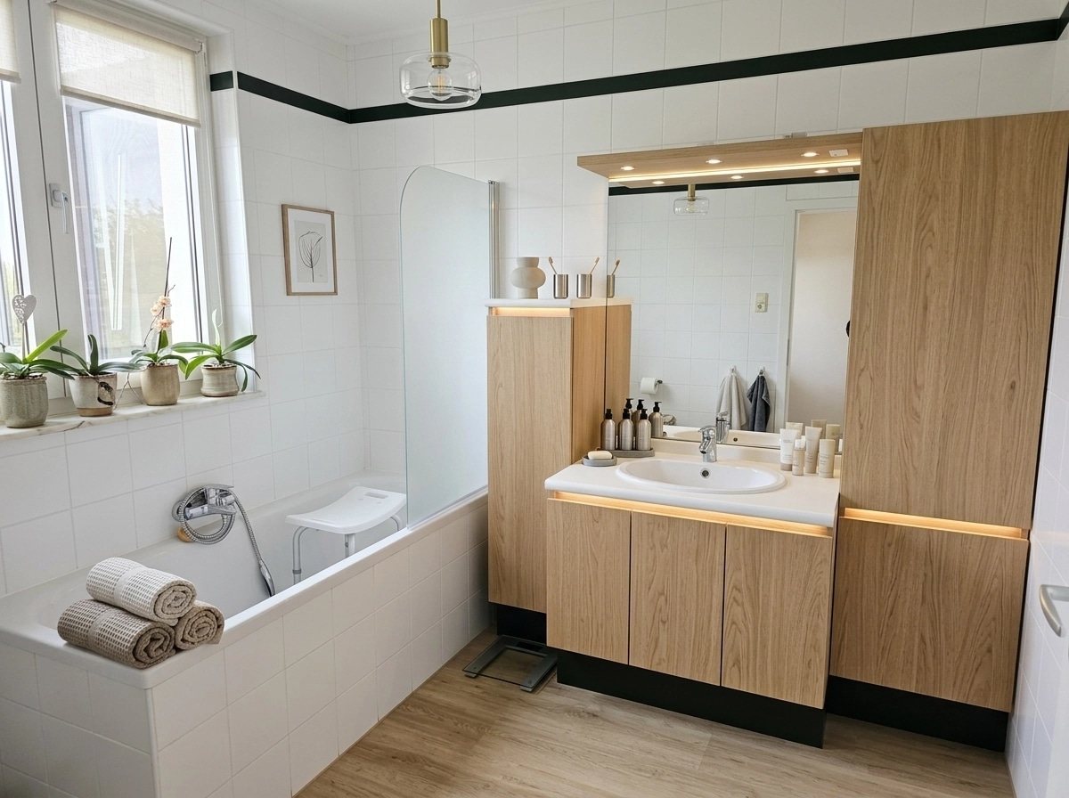 Bathroom interior in Scandinavian style — photo by GenRoom AI
