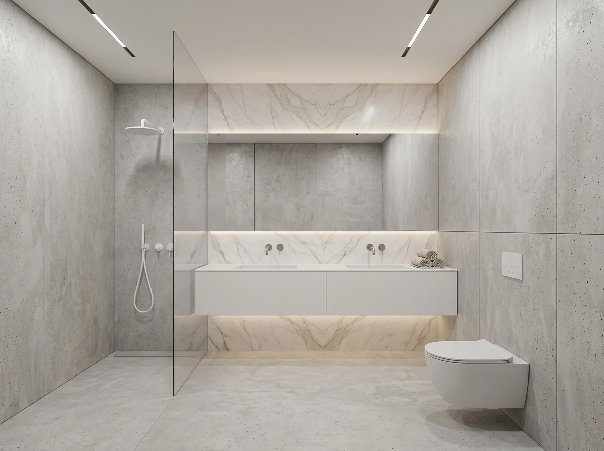 Bathroom interior in Minimalism style — photo by GenRoom AI