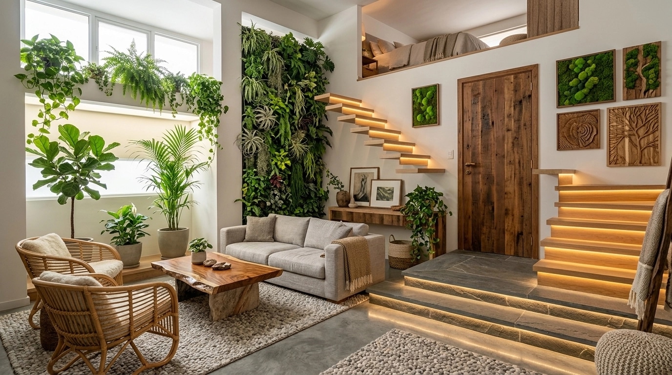 Interior design in Biophilic style — Living Room by GenRoom AI