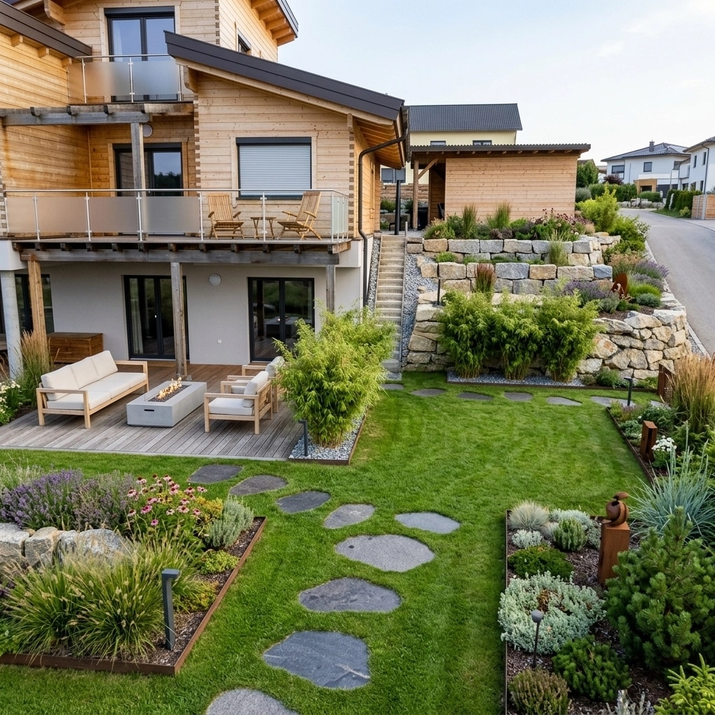 Landscape design in Scandinavian Garden style — Yard by GenRoom AI