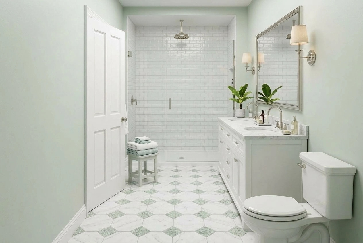 Interior design in Coastal / Hamptons style — Bathroom by GenRoom AI