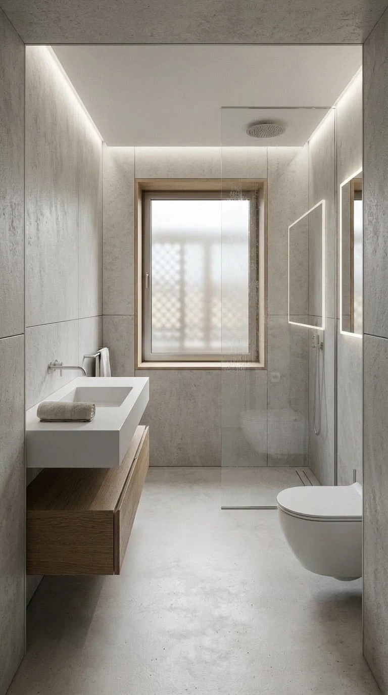 Bathroom interior in Minimalism style — photo by GenRoom AI