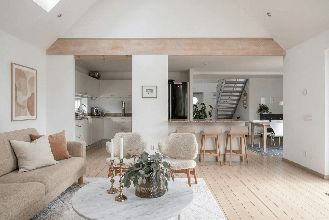 التصميم الداخلي بنمط Scandinavian — غرفة المعيشة من GenRoom AI