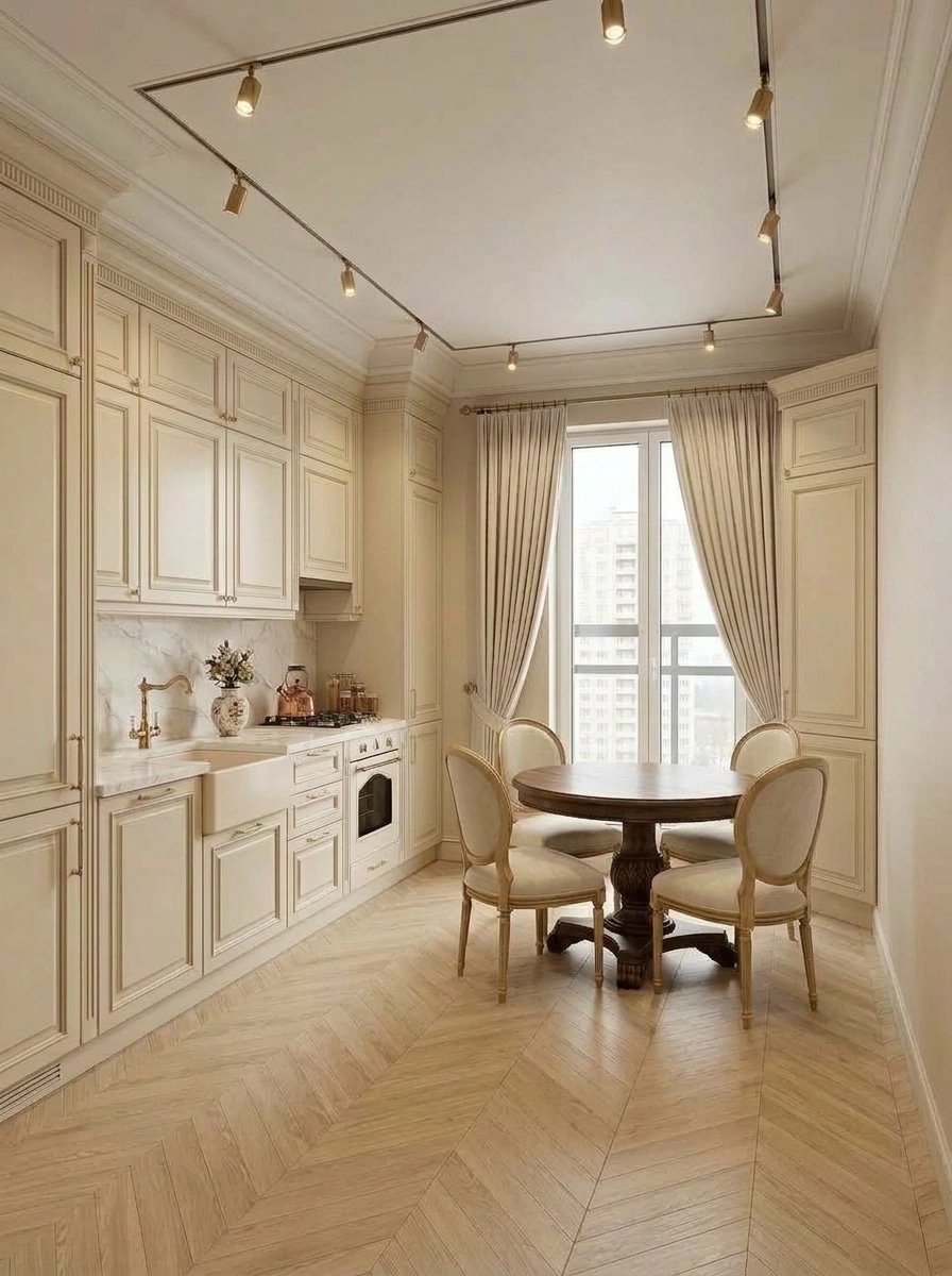 Kitchen interior in Neoclassic style — photo by GenRoom AI