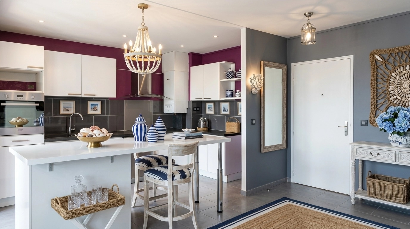 Coastal / Hamptons Living Room design — interior photo by GenRoom AI