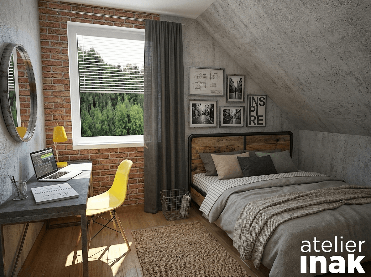 Loft / Industrial Kids Room design — interior photo by GenRoom AI