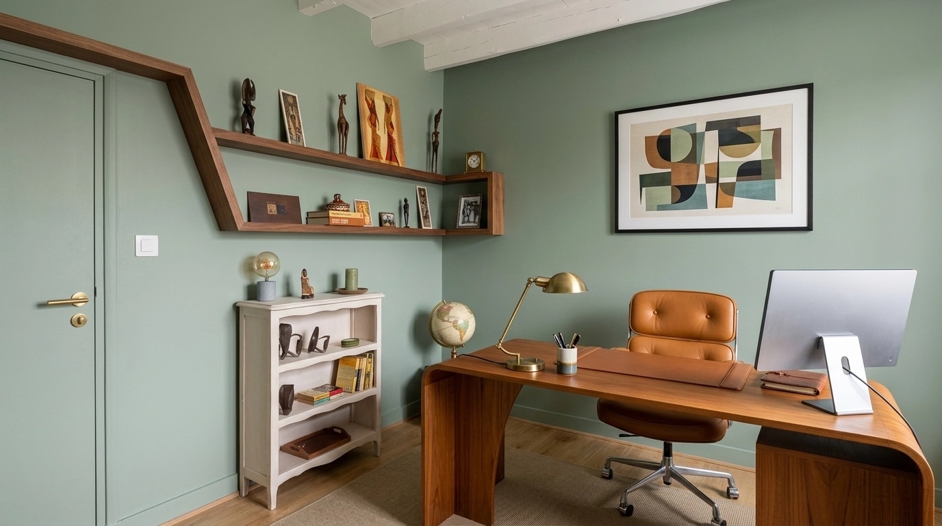 Office interior in Mid-Century Modern style — photo by GenRoom AI