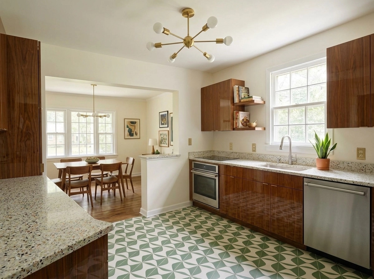 Interior design in Mid-Century Modern style — Kitchen by GenRoom AI
