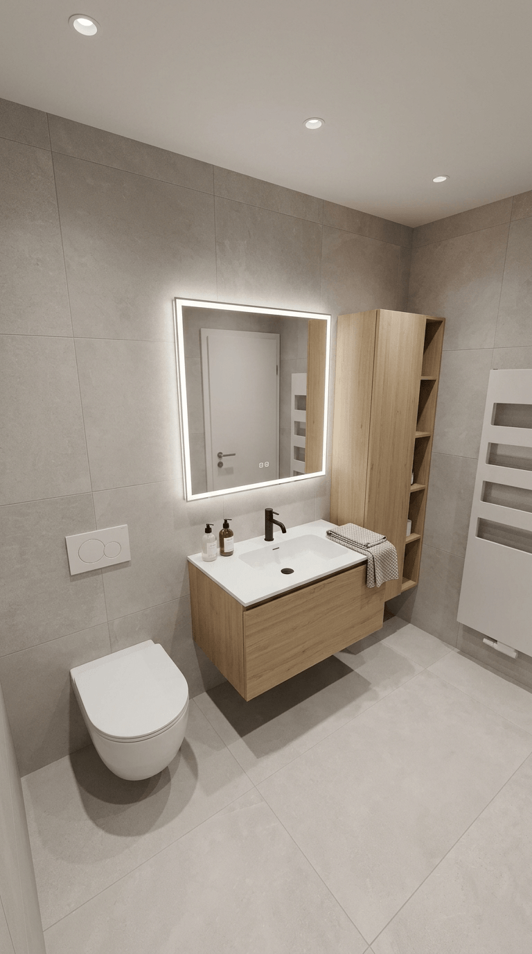 Bathroom interior in Minimalism style — photo by GenRoom AI