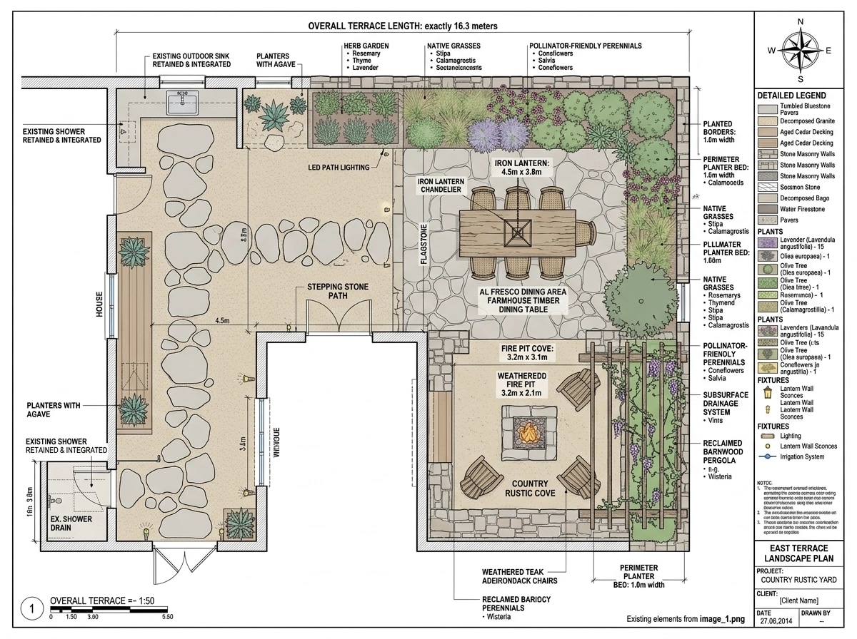Design paysager en style Country Rustic Garden — Jardin par GenRoom AI