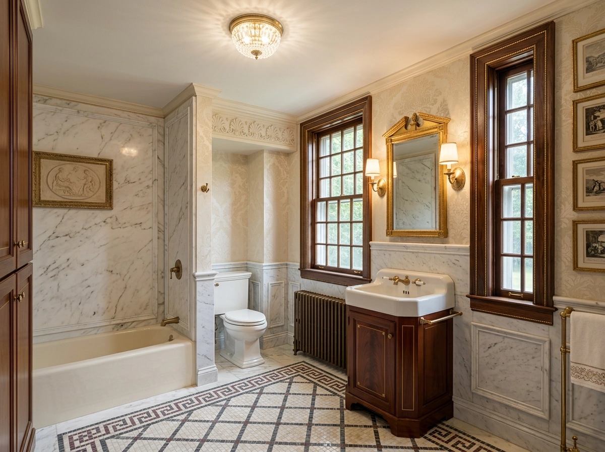 Interior design in Neoclassic style — Bathroom by GenRoom AI