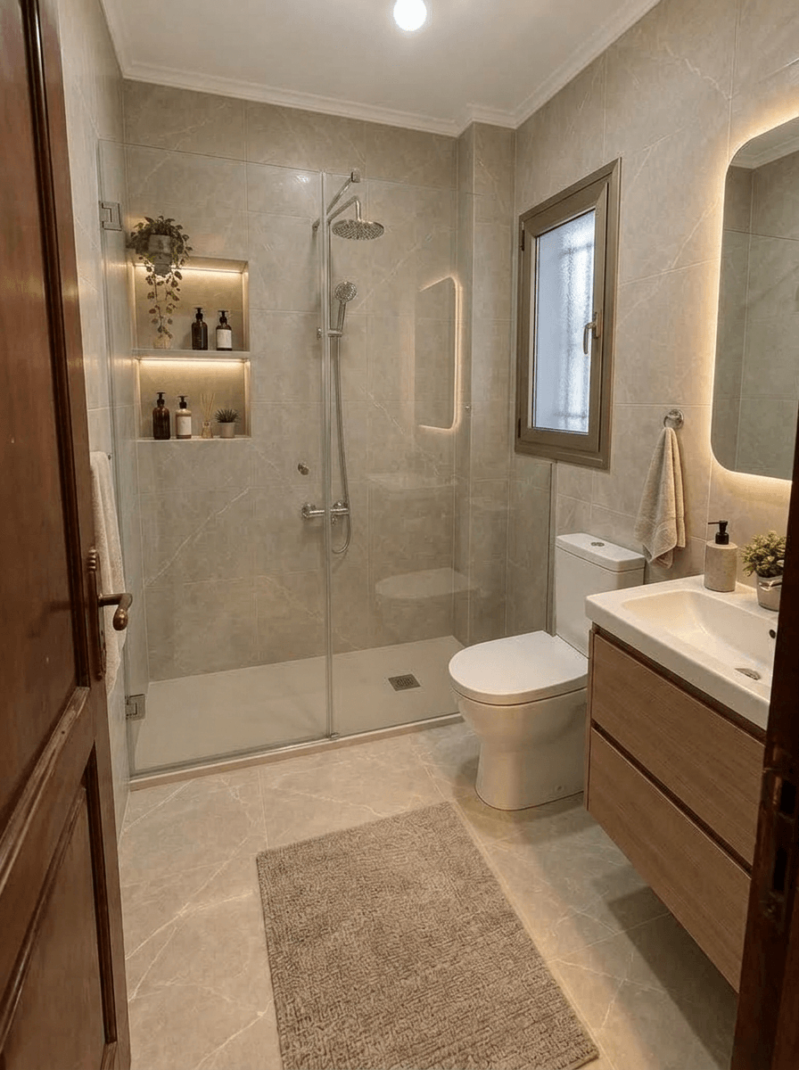 Bathroom interior in Minimalism style — photo by GenRoom AI