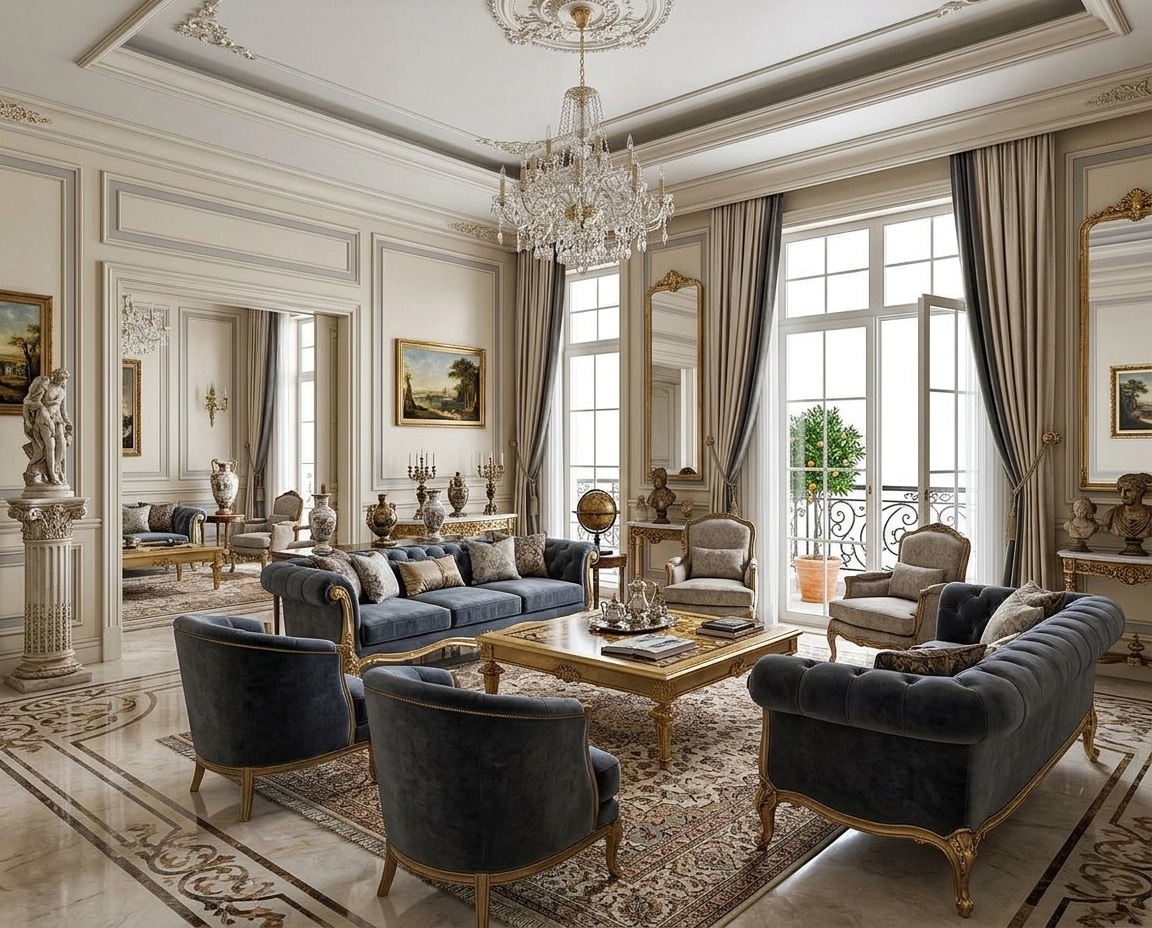 Interior design in Neoclassic style — Living Room by GenRoom AI