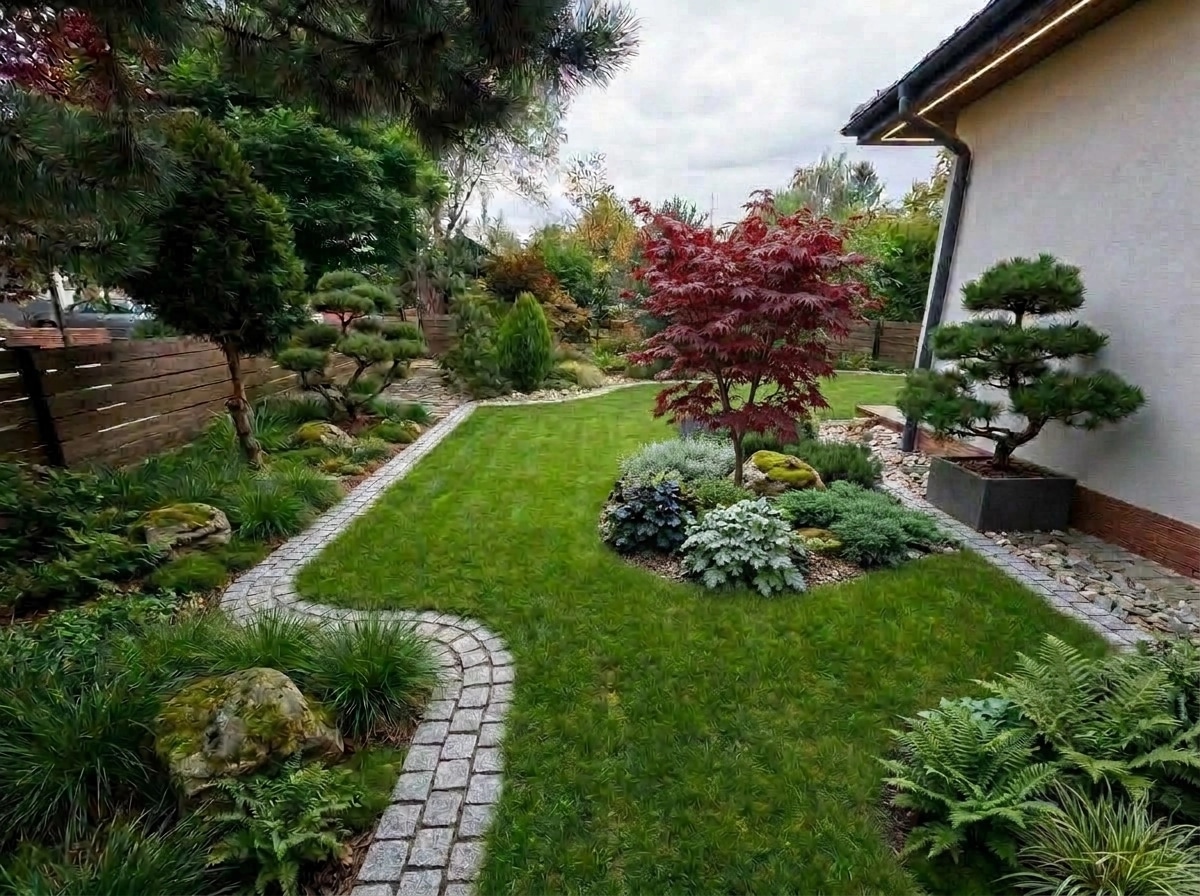 Landscape design in Scandinavian Garden style — Yard by GenRoom AI