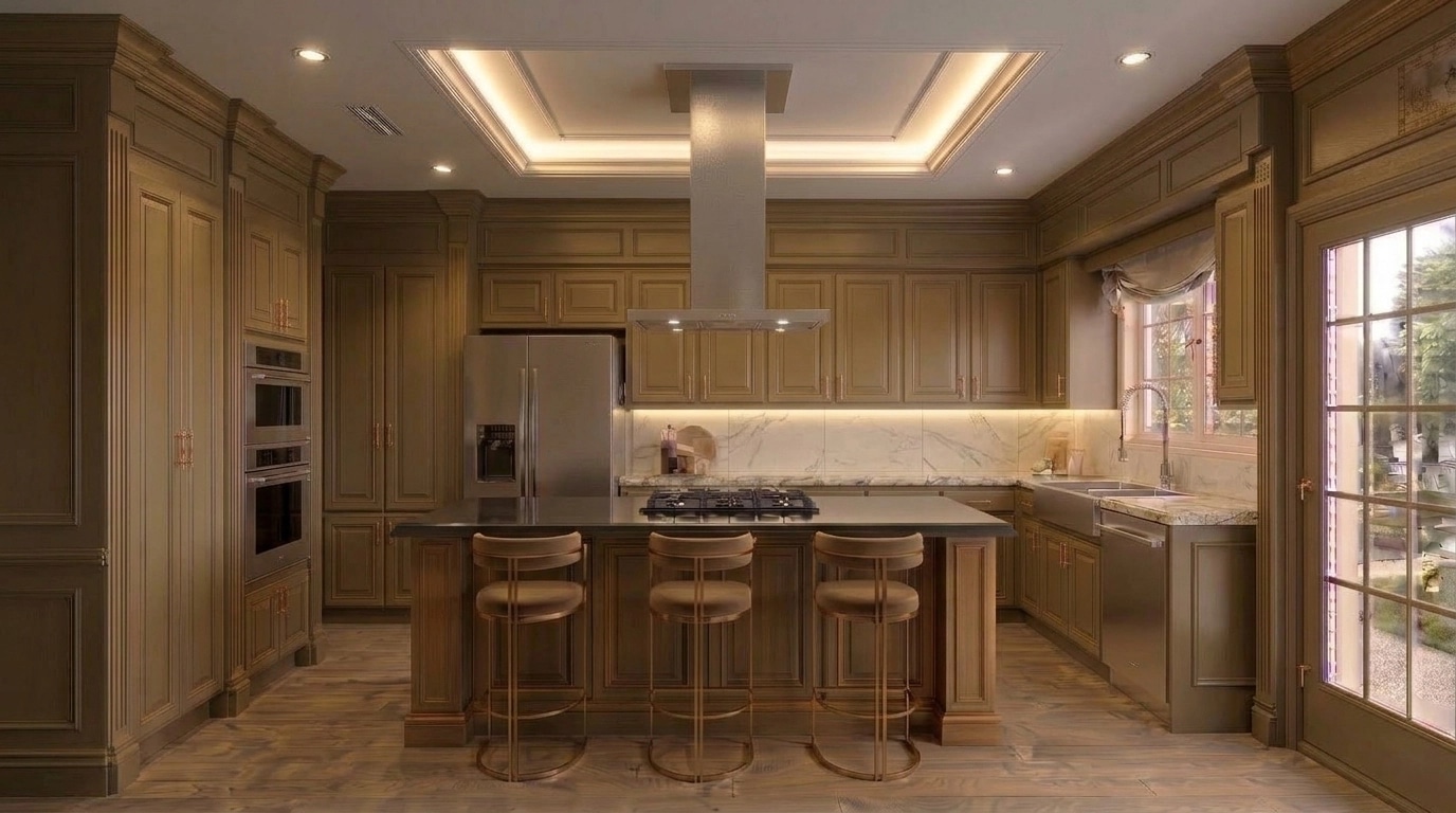 Kitchen interior in Neoclassic style — photo by GenRoom AI