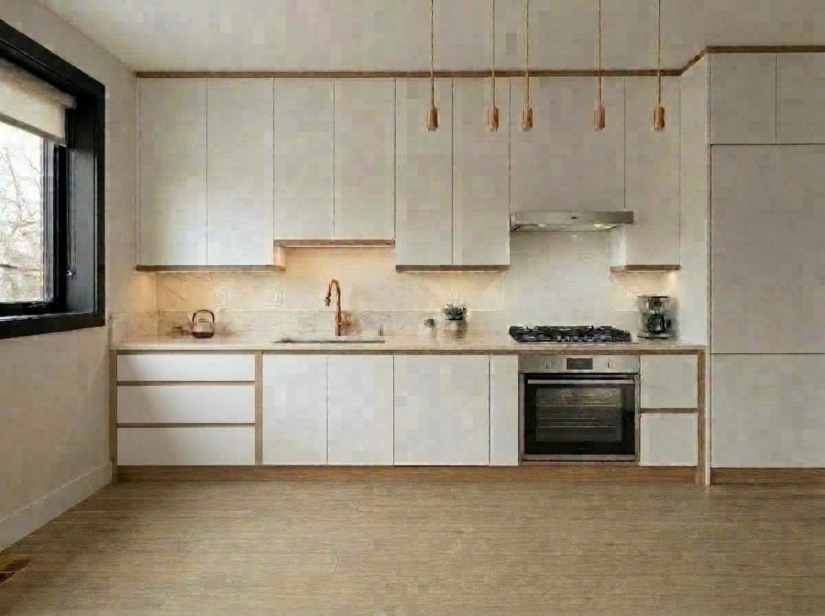 Kitchen interior in Mid-Century Modern style — photo by GenRoom AI