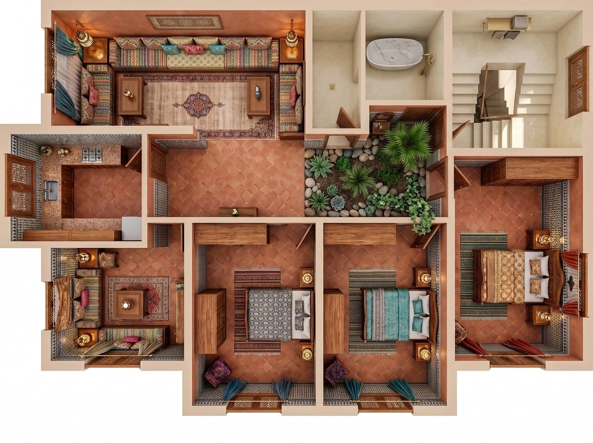 Interior design in Arabian / Moroccan style — Living Room by GenRoom AI
