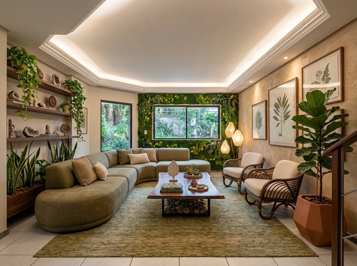 Biophilic Living Room design — interior photo by GenRoom AI