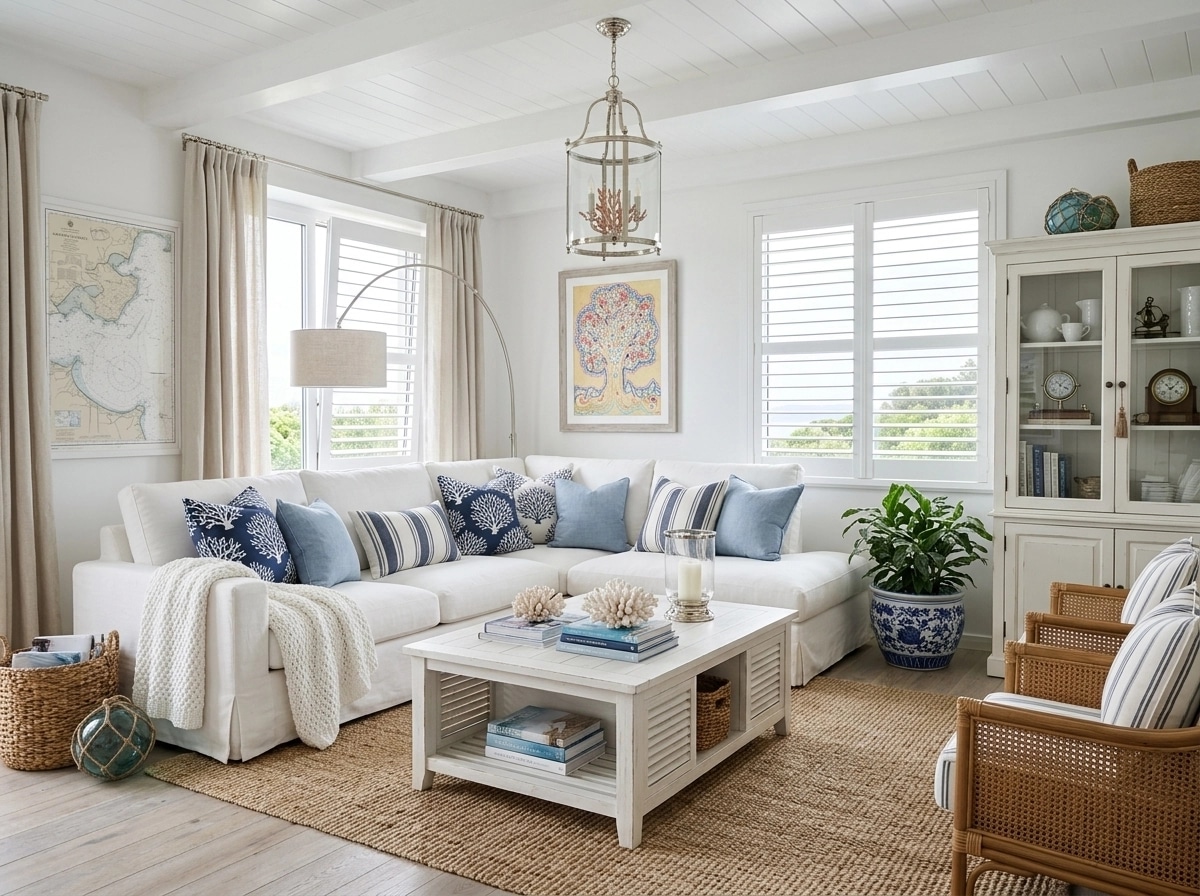 Interior design in Coastal / Hamptons style — Living Room by GenRoom AI