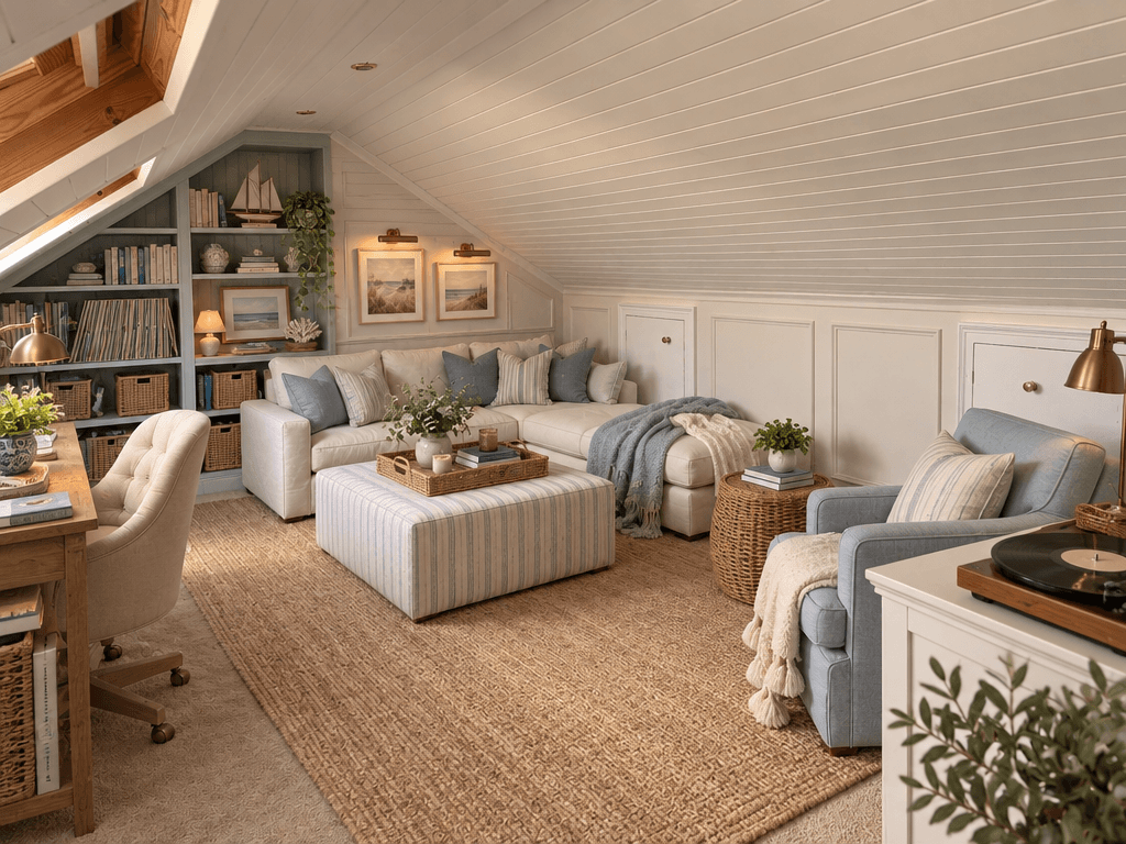 Interior design in Coastal / Hamptons style — attic by GenRoom AI