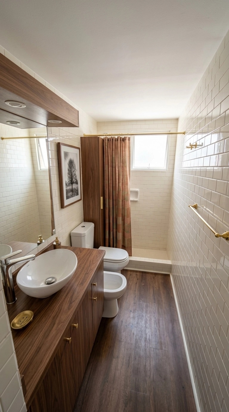Bathroom interior in Mid-Century Modern style — photo by GenRoom AI