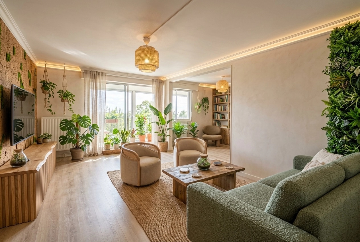 Interior design in Biophilic style — Living Room by GenRoom AI