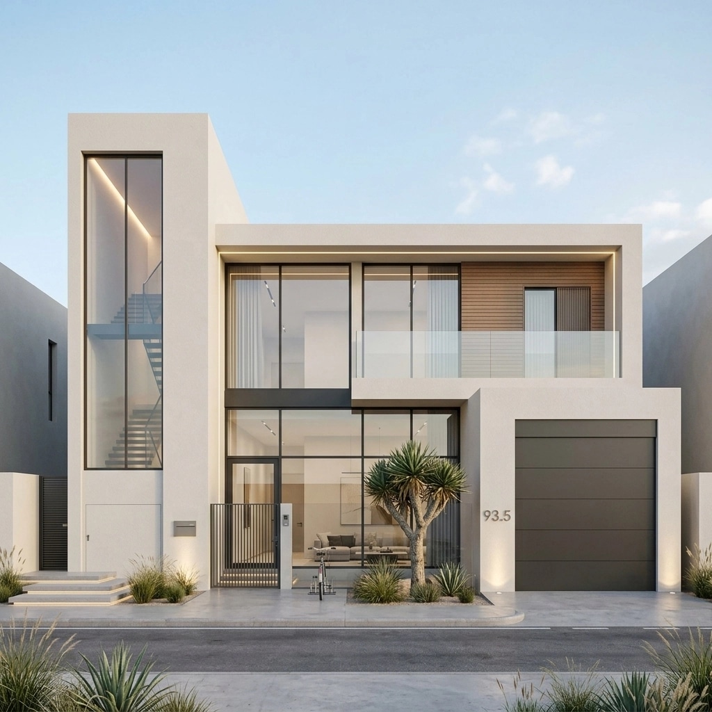 Facade design in Minimalist Facade style — photo by GenRoom AI