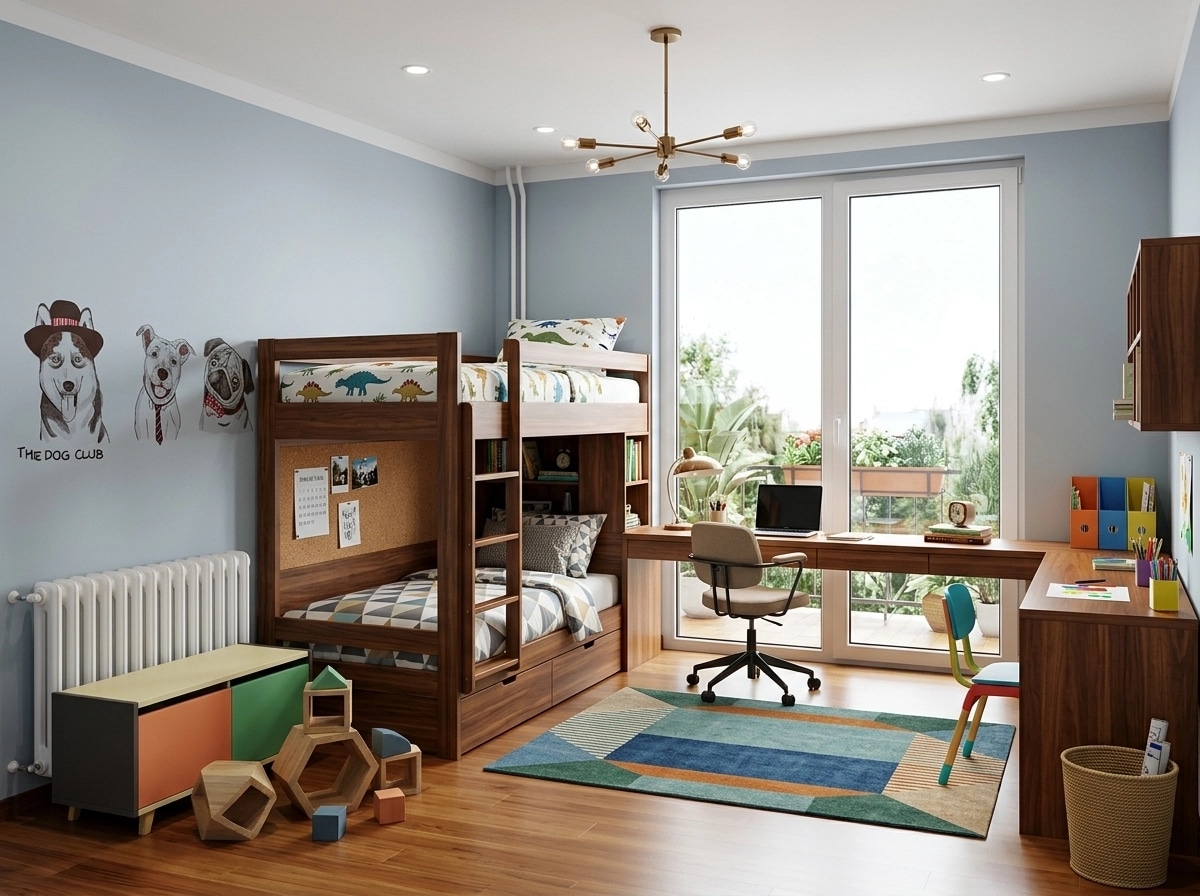 Mid-Century Modern Kids Room design — interior photo by GenRoom AI