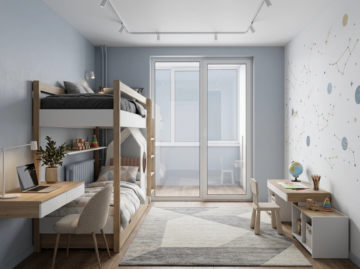 Minimalism Kids Room design — interior photo by GenRoom AI