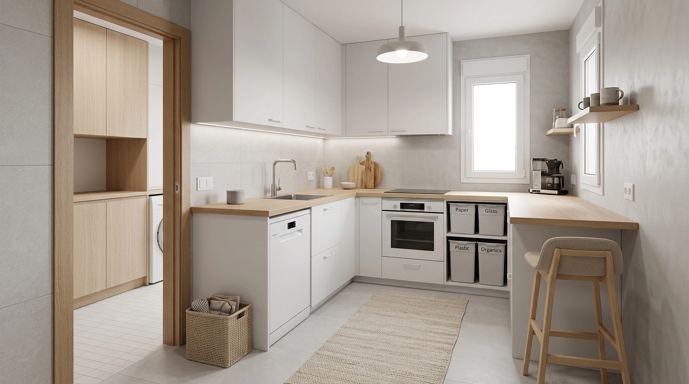 Kitchen interior in Scandinavian style — photo by GenRoom AI