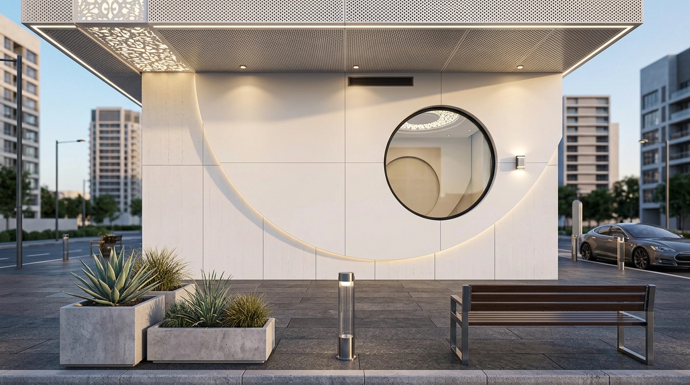 Fasad dizayni — Contemporary Facade uslubi — GenRoom AI tomonidan Fasad