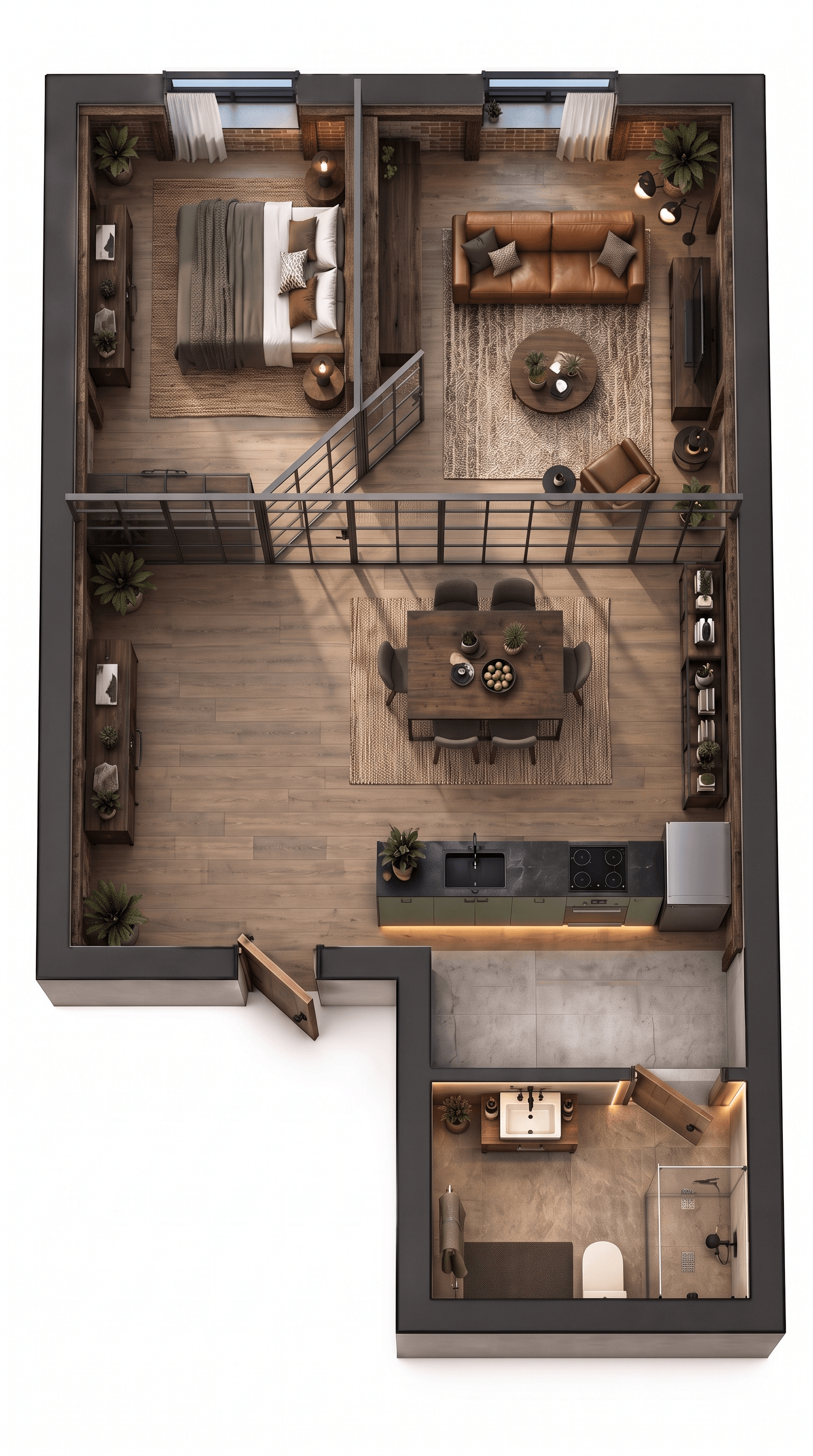 Design de interiores em estilo Loft / Industrial — Sala de Estar por GenRoom AI