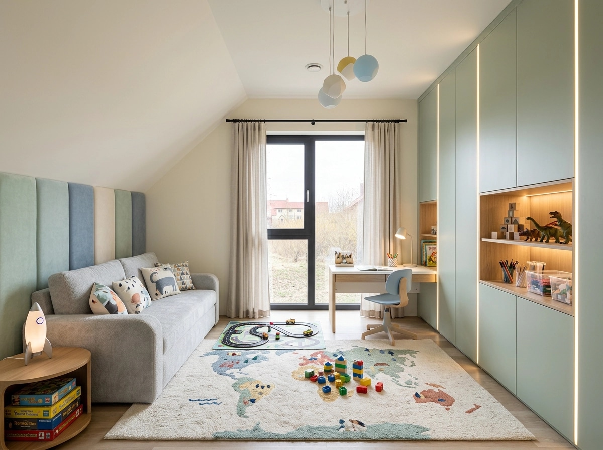 Contemporary Kids Room design — interior photo by GenRoom AI