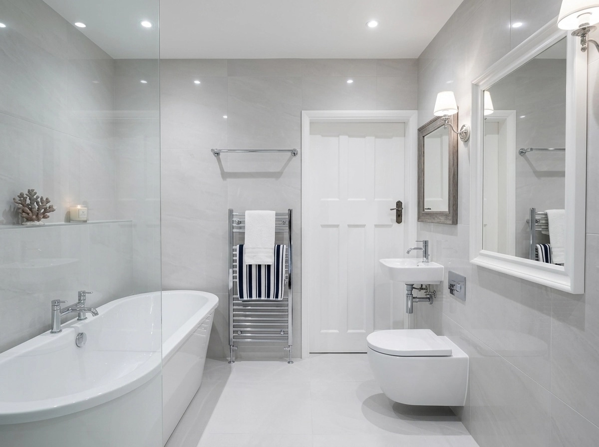 Interior desain di Coastal / Hamptons gaya — Kamar Mandi oleh GenRoom AI
