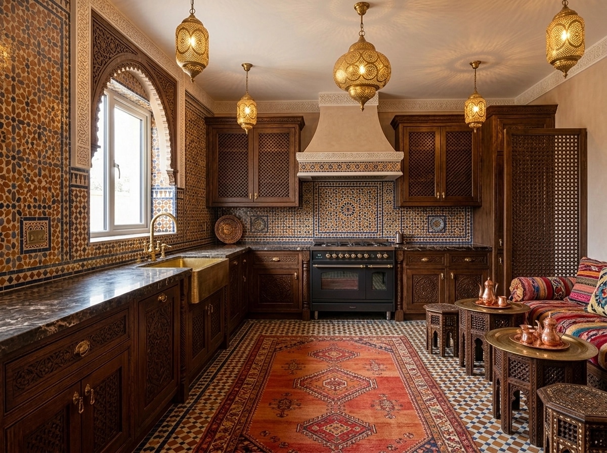 Kitchen interior in Arabian / Moroccan style — photo by GenRoom AI
