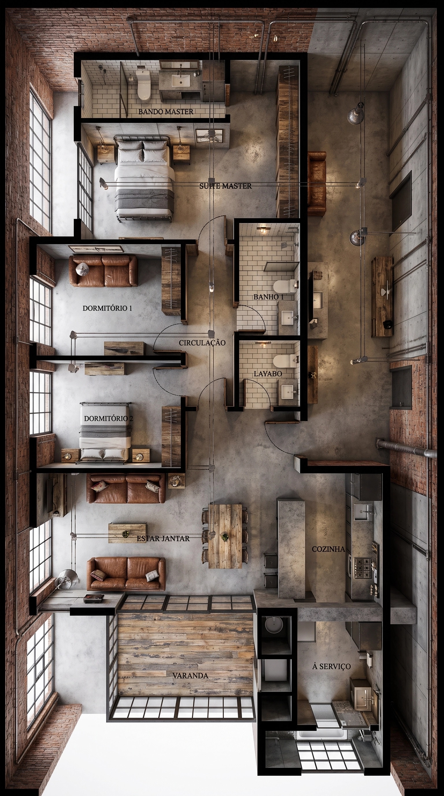 Interior design in Loft / Industrial style — Living Room by GenRoom AI