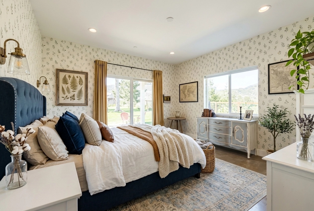 Modern Farmhouse Bedroom design — interior photo by GenRoom AI