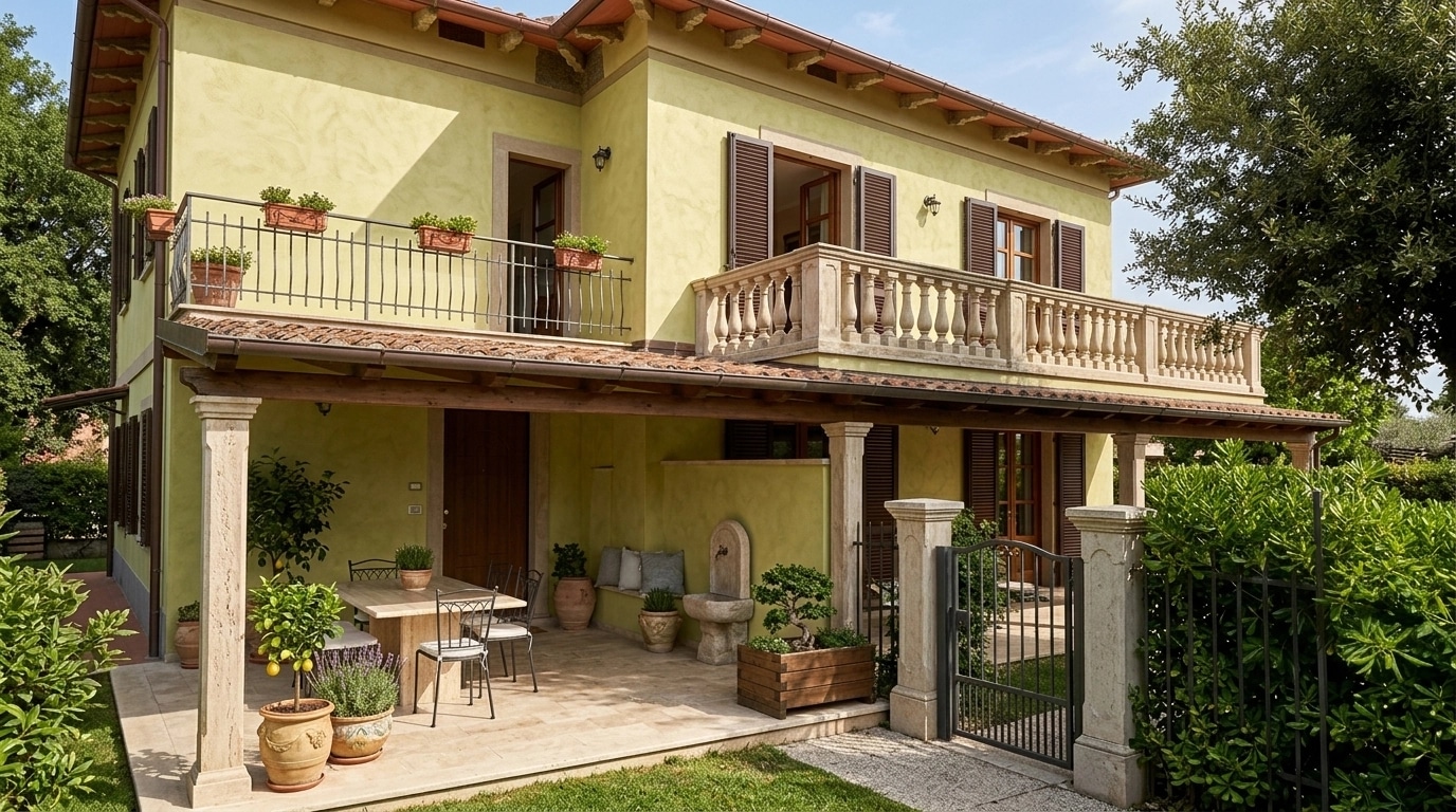 Italian Villa Facade Facade design — facade photo by GenRoom AI
