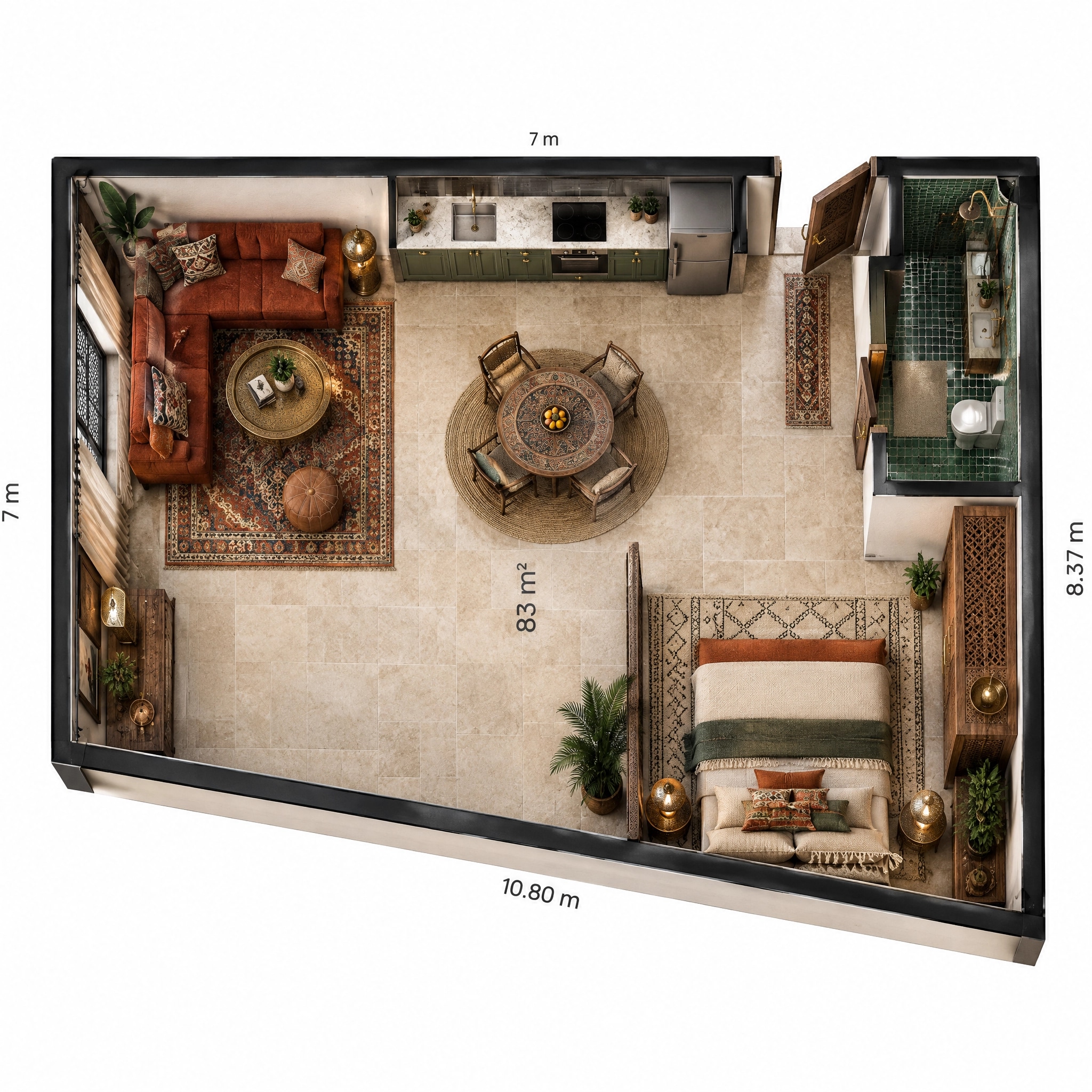 Interior design in Arabian / Moroccan style — Living Room by GenRoom AI