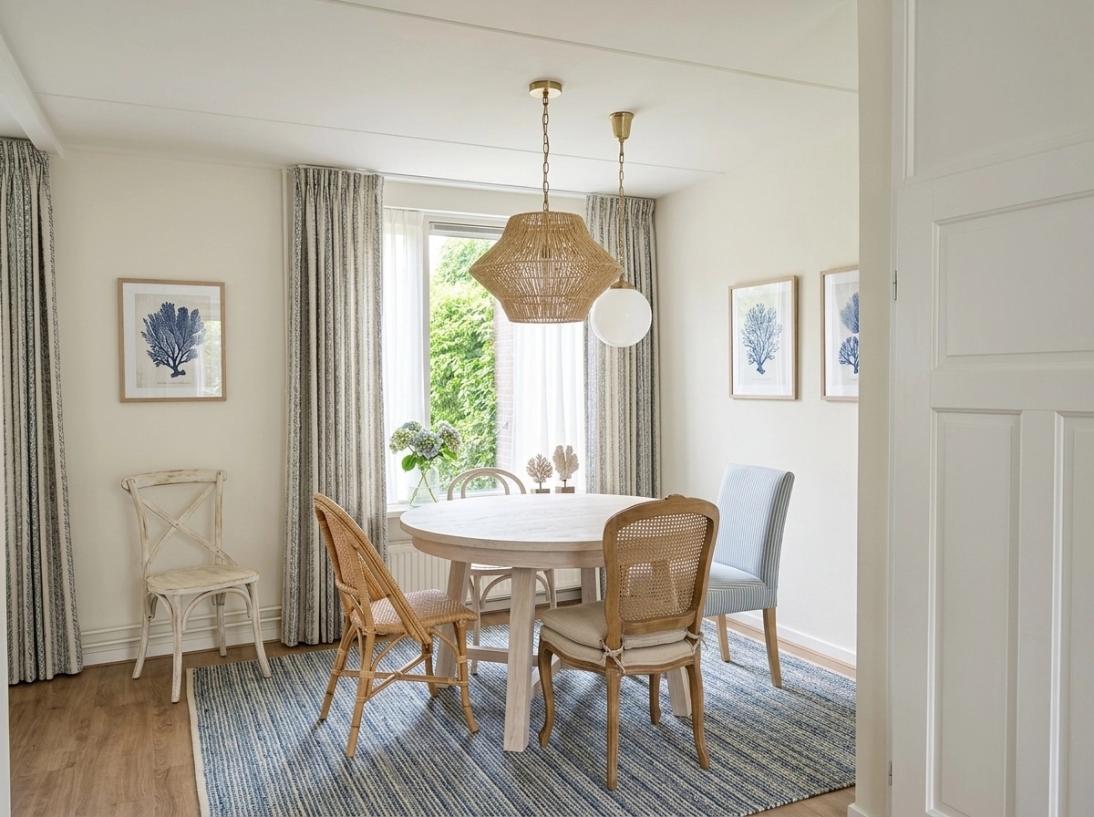 Interior design in Coastal / Hamptons style — dining_room by GenRoom AI