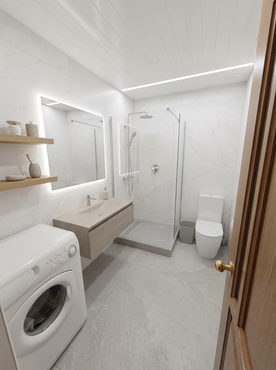 Bathroom interior in Minimalism style — photo by GenRoom AI