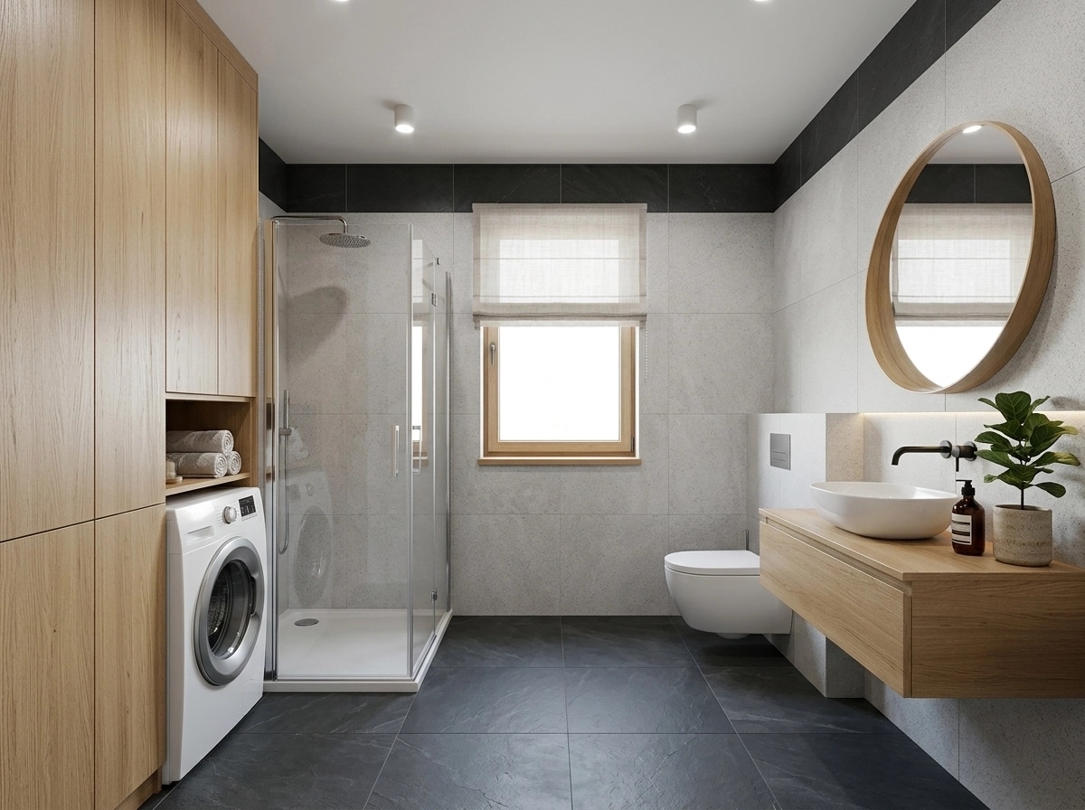 Bathroom interior in Scandinavian style — photo by GenRoom AI