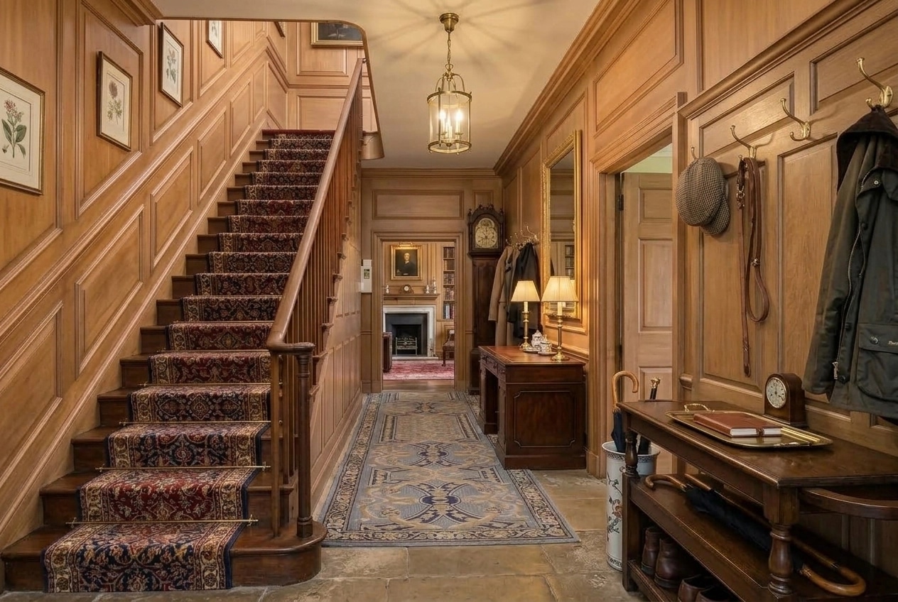 Hallway interior in British style — photo by GenRoom AI