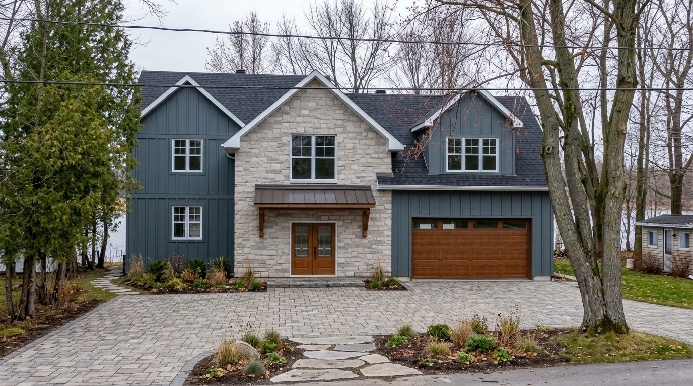Facade design in Barnhouse Facade style — photo by GenRoom AI