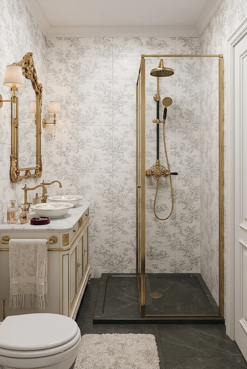 Bathroom interior in French Parisian style — photo by GenRoom AI
