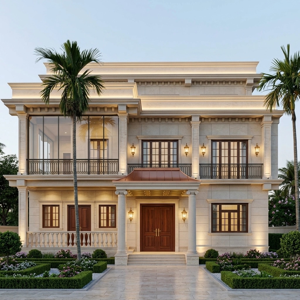 Neoclassic Facade Fachada design — facade photo by GenRoom AI