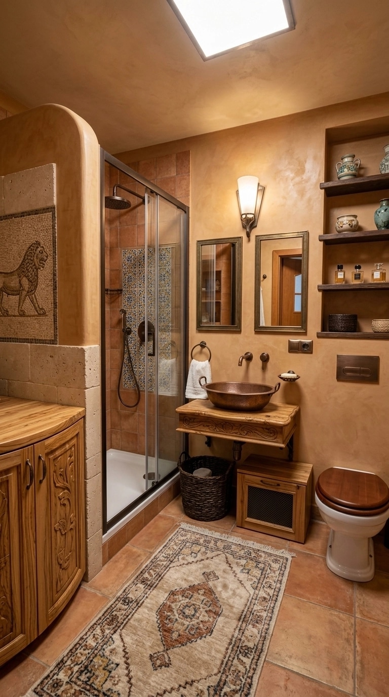 Bathroom interior in Mediterranean style — photo by GenRoom AI