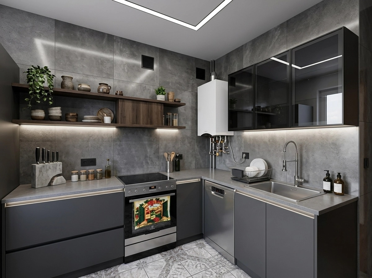 Kitchen interior in Contemporary style — photo by GenRoom AI